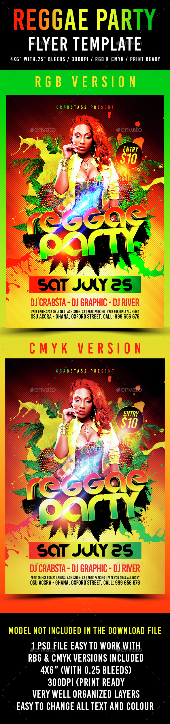 Reggae Party Flyer Template - Clubs & Parties Events