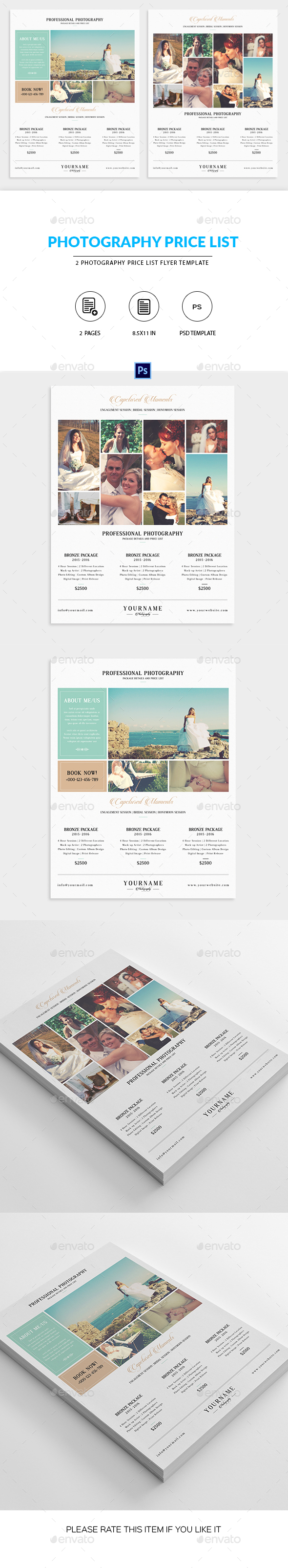 Minimal Photography Price List Marketing Flyer - Corporate Flyers