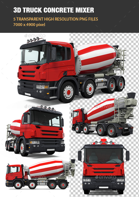 3D Truck Concrete Mixer - Objects 3D Renders