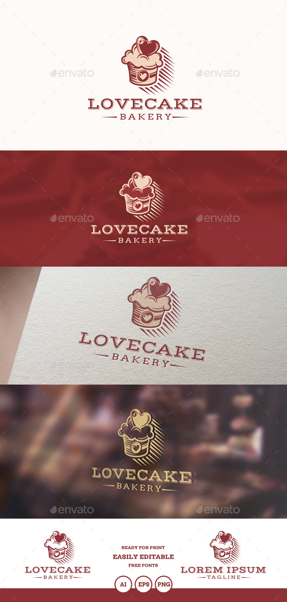 Love Cake Logo - Food Logo Templates