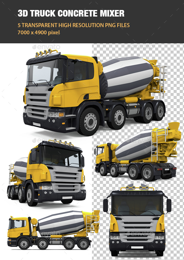 3D Truck Concrete Mixer - Objects 3D Renders