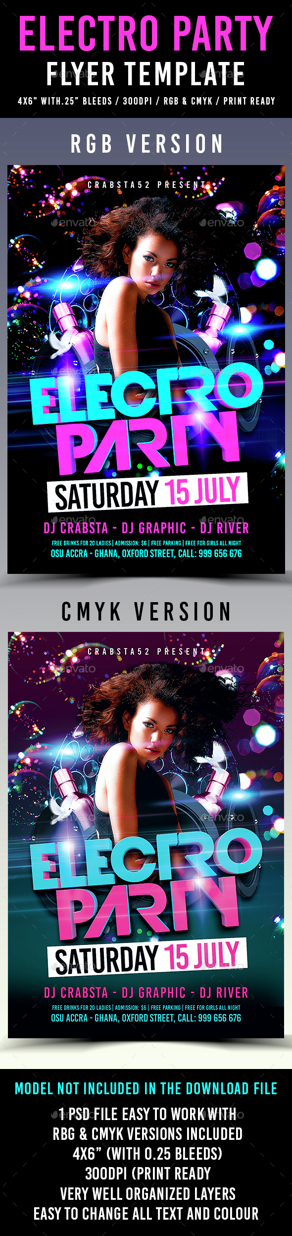 Electro Party Flyer Template - Flyers Print Templates