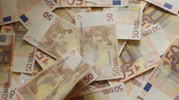 Euro Money. Euro Banknotes Falling Down