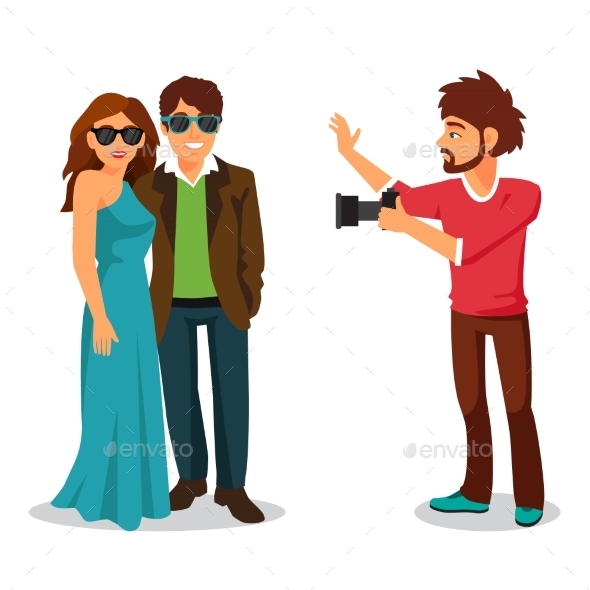 Professional Photographer Takes a Photo - People Characters