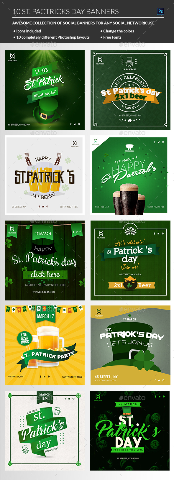 St Patricks Day Banners - Banners & Ads Web Elements