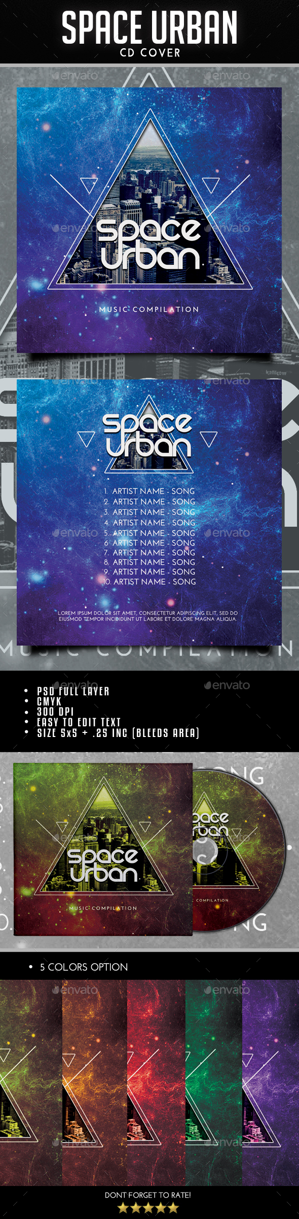 Space Urban CD Cover - CD & DVD Artwork Print Templates