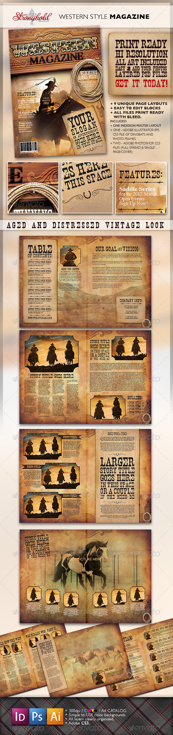 Western Vintage Magazine - Magazines Print Templates