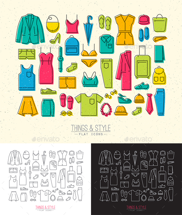 Flat Clothes Icons - Objects Icons