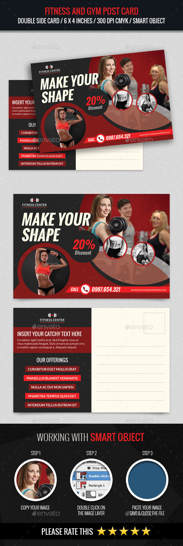 Fitness and GYM Post Card - Cards & Invites Print Templates