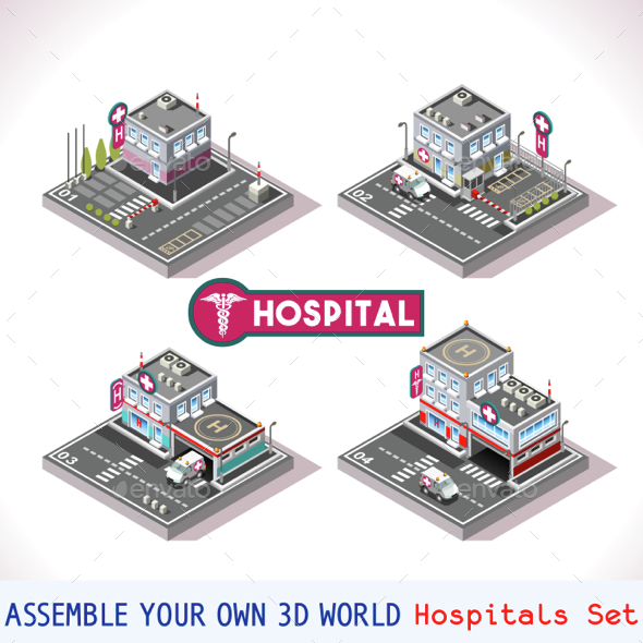 Game Set 15 Building Isometric - Health/Medicine Conceptual