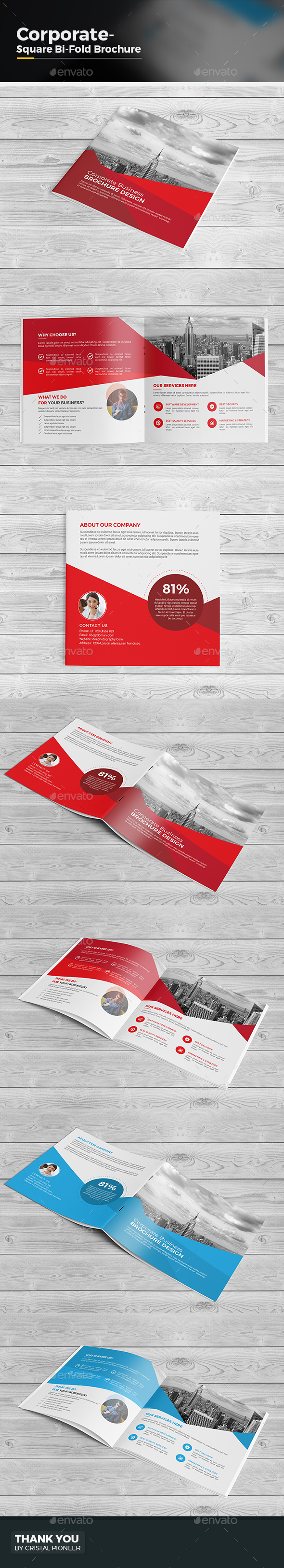 Square Bi Fold Brochure Template - Corporate Brochures