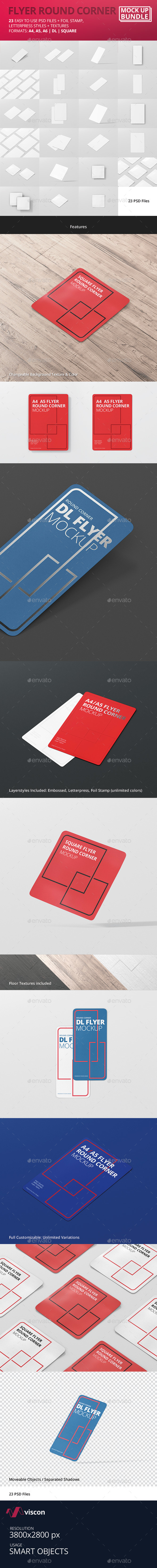 Flyer Mock-Up Round Corner Bundle - Flyers Print