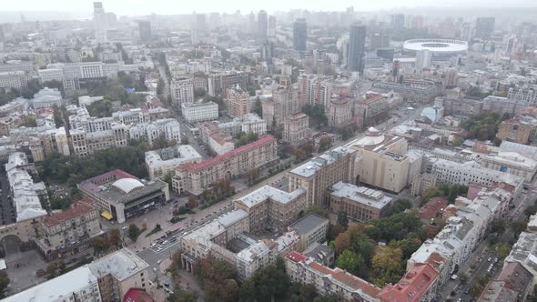 Cityscape of Kyiv, Ukraine. Aerial View, Slow Motion alt