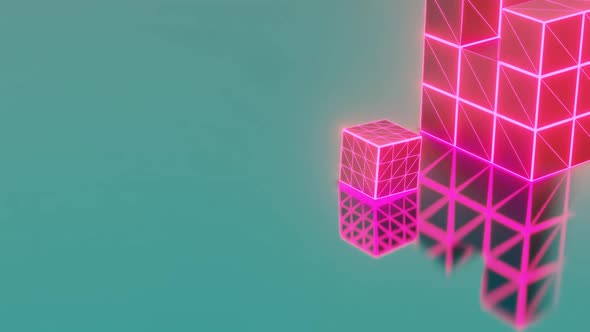 Satisfying rotating cube with pink glowing light Business expansion concept looped background