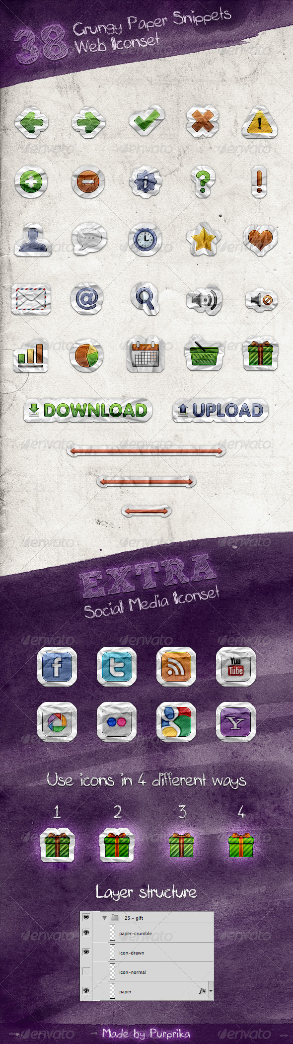 38 Grungy Paper Snippets Web Iconset - Web Icons