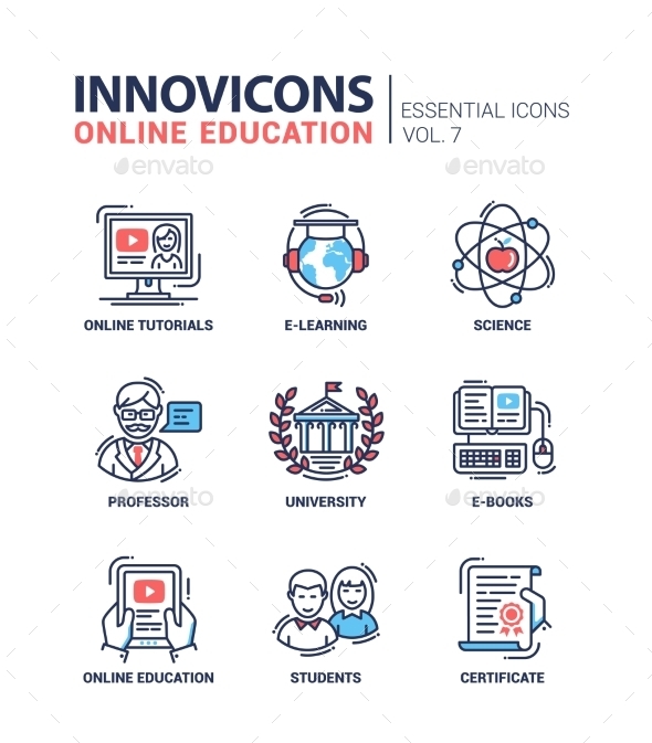 Modern School And Education Thin Line Design Icons - Technology Conceptual