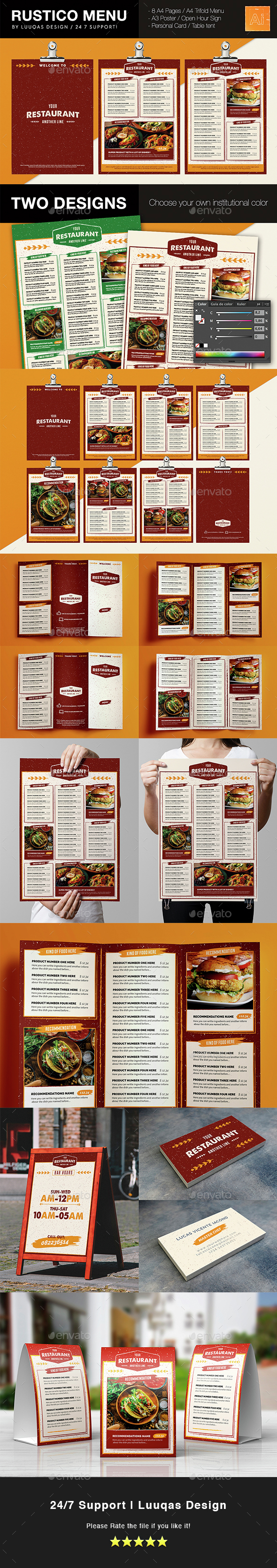 Rustico Menu Illustrator Template - Food Menus Print Templates