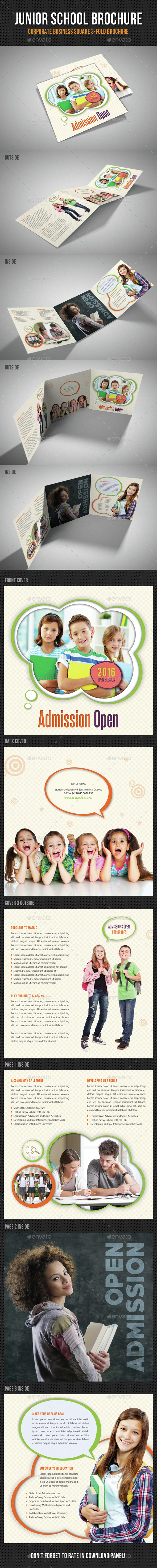 Junior School Square 3-Fold Brochure V03 - Brochures Print Templates