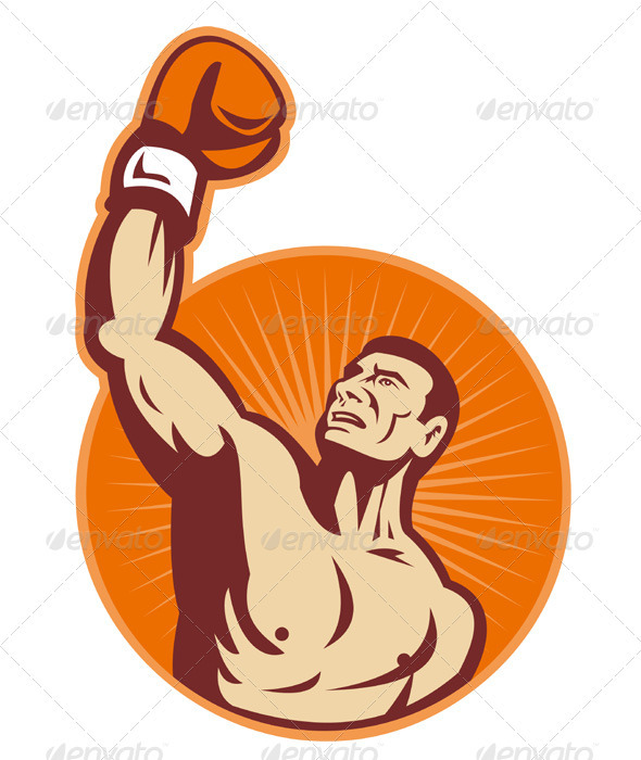 Boxer With Boxing Gloves Retro - People Characters