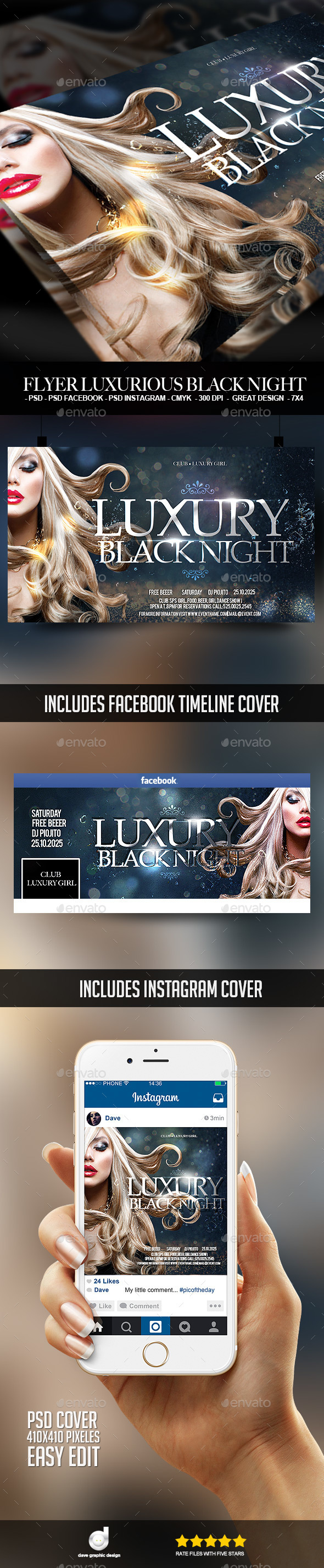 Flyer Luxurious Black Night - Clubs & Parties Events