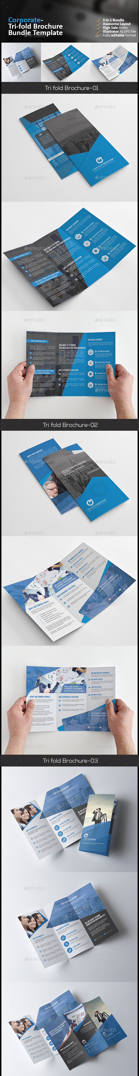 Tri Fold Brochure Bundle 3 in 1 - Corporate Brochures