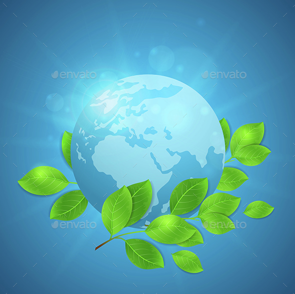 Planet Earth and Green Leaves - Landscapes Nature