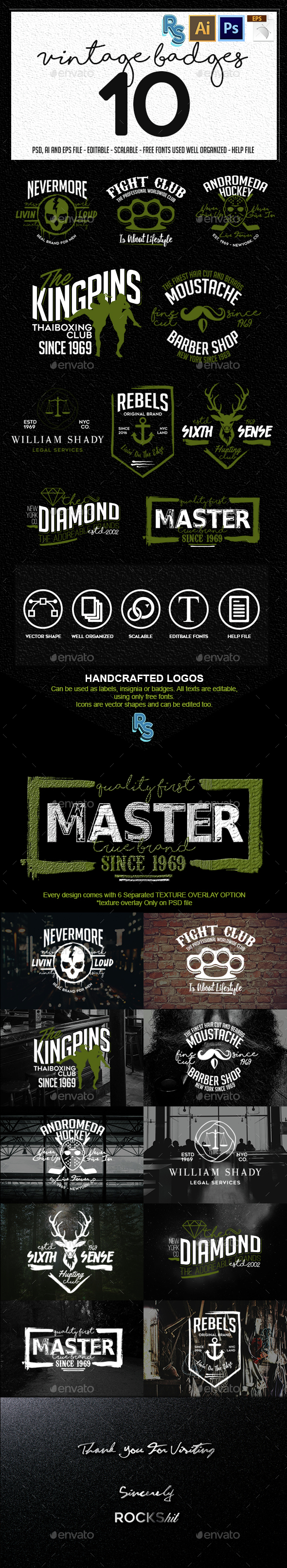 The Vintage Badges Vol.1 - Badges & Stickers Web Elements