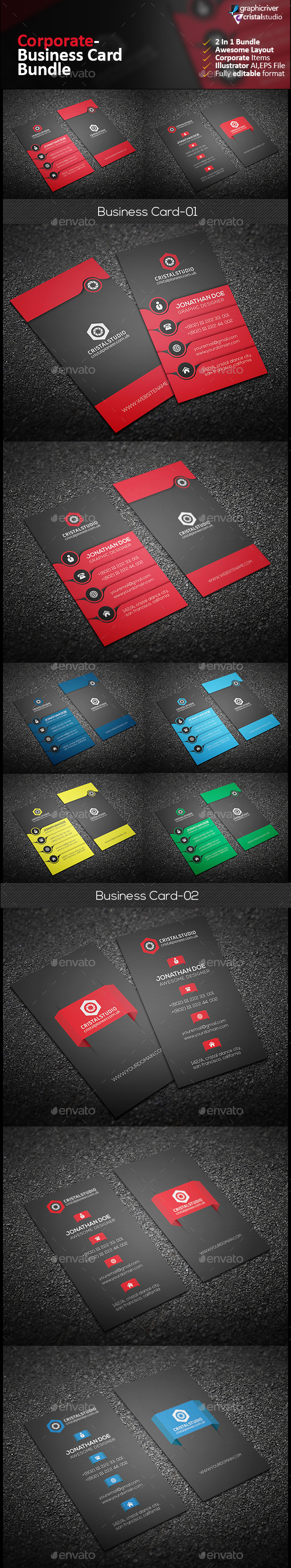 Corporate Business Card Bundle 2 in 1 - Corporate Business Cards