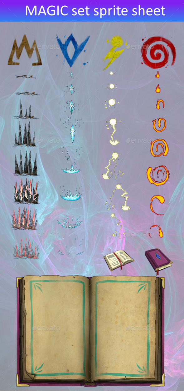 Spell Book Set - Miscellaneous Game Assets