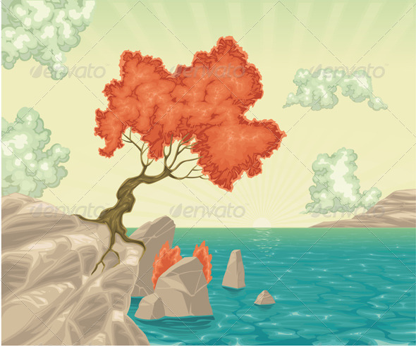 Romantic landscape - Characters Vectors