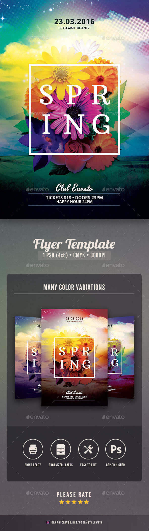 Spring Party Flyer Template - Clubs & Parties Events