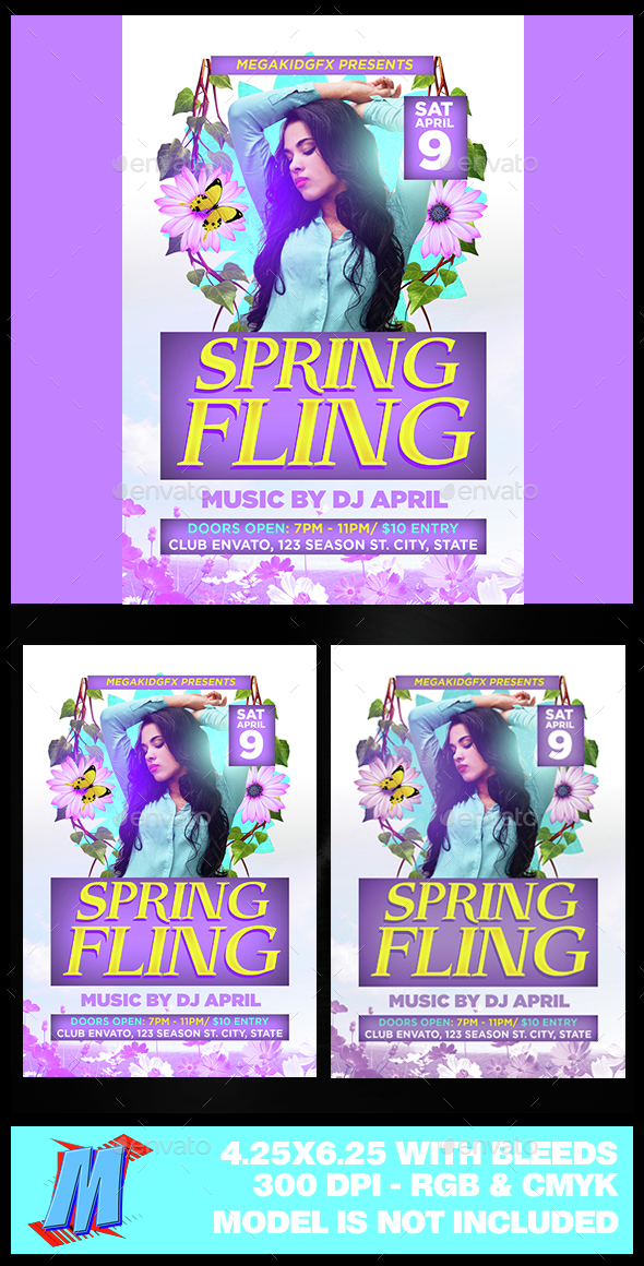 Spring Fling Flyer Template - Clubs & Parties Events