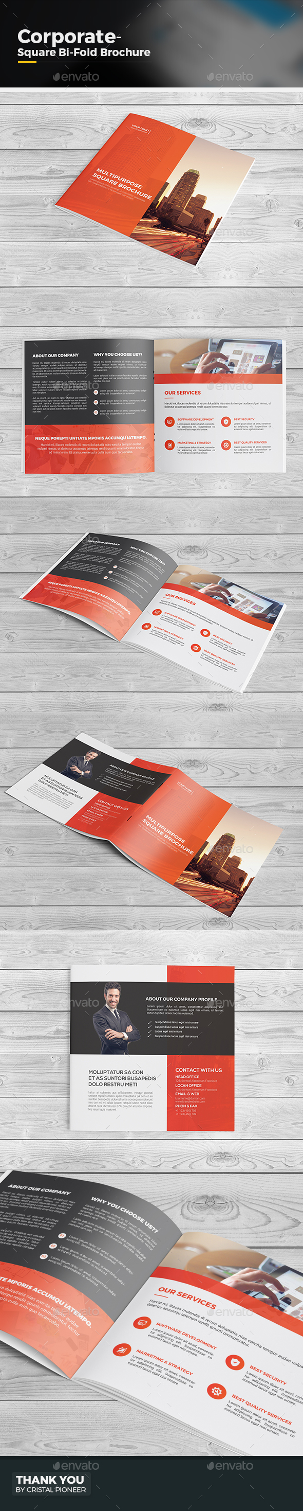 Square Bi Fold Brochure Template - Corporate Brochures