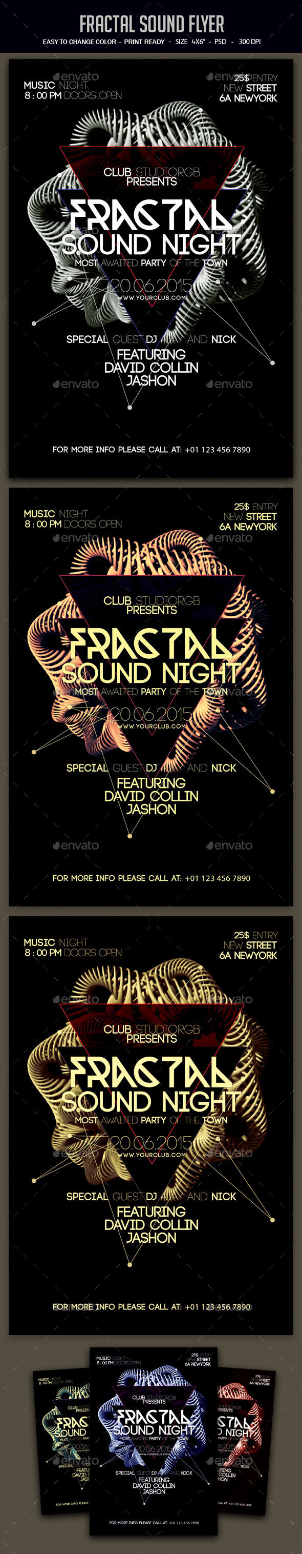 Fractal Sound Flyer - Clubs & Parties Events