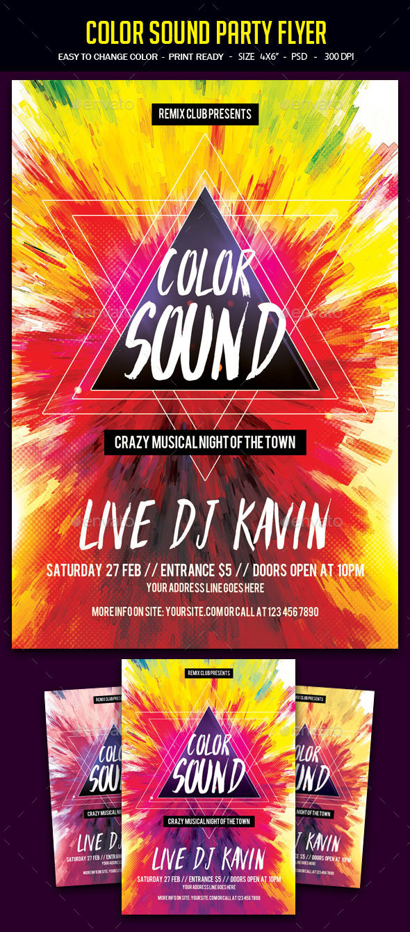 Color Sound Party Flyer - Clubs & Parties Events