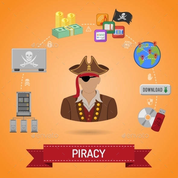 Piracy Concept with Pirate - Web Technology