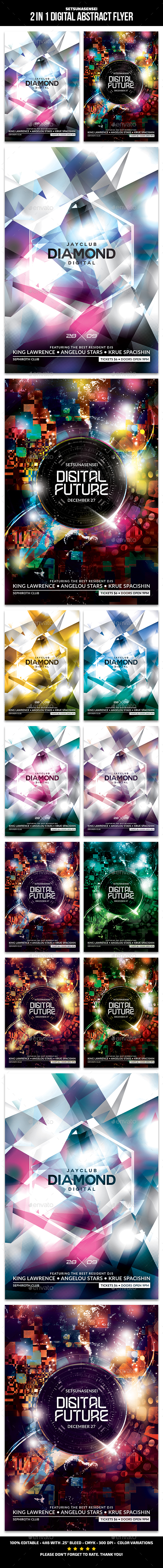 2 in 1 Digital Abstract Flyer - Clubs & Parties Events