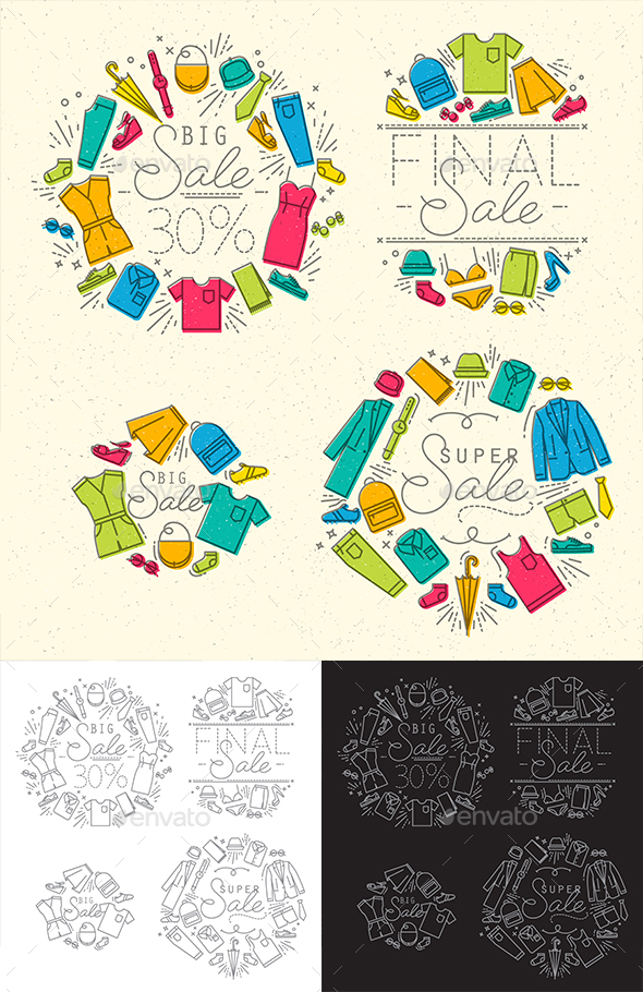 Flat Sale Monograms - Badges & Stickers Web Elements