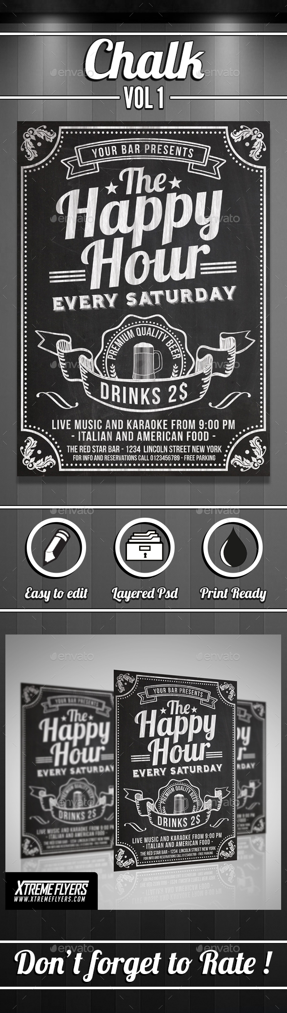 Happy Hour Chalkboard Flyer - Clubs & Parties Events