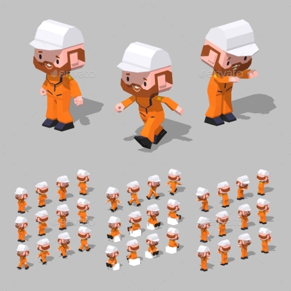 Low Poly Tugboat Sailor - People Characters