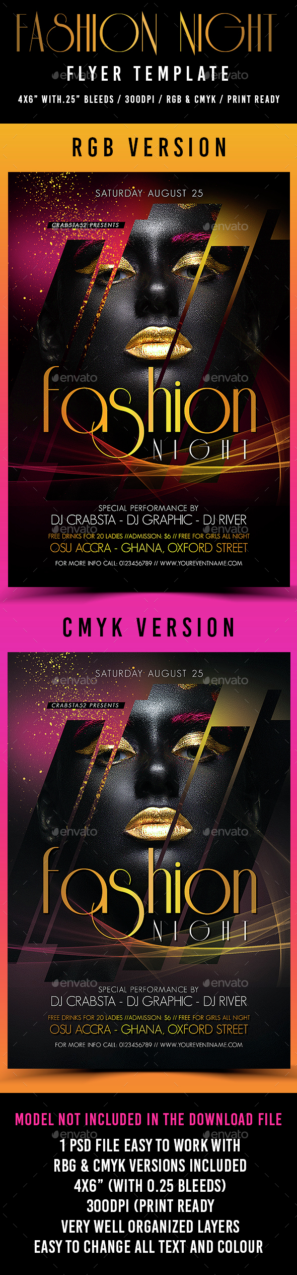 Fashion Night Flyer Template - Flyers Print Templates
