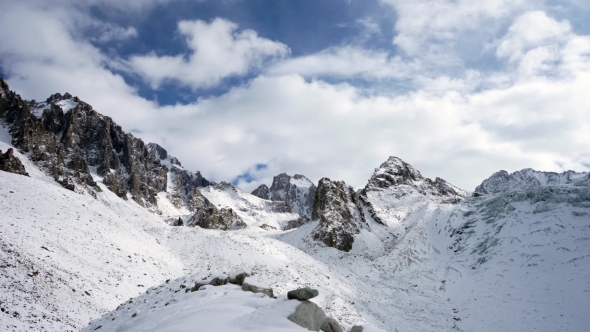 Panoramic View Of The Winter Mountains Kyrgyzstan Ala-Archa