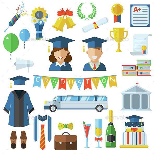 Graduation Day Icons Set - Miscellaneous Conceptual
