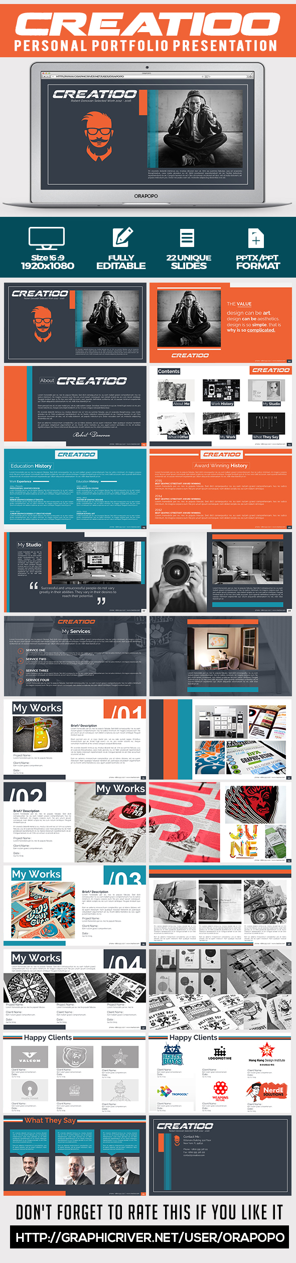 Creatioo ~ Personal Portfolio Presentation - Creative PowerPoint Templates