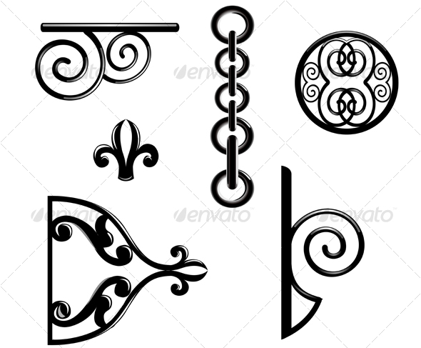 Black metallic decorations