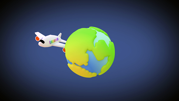 Toy Plane Flying Around The World Animation alt
