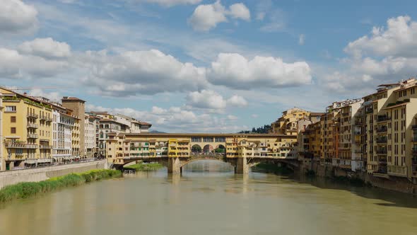 Time Lapse of the Ponte Vecchio bridge over the Arno River in Florence Italy alt