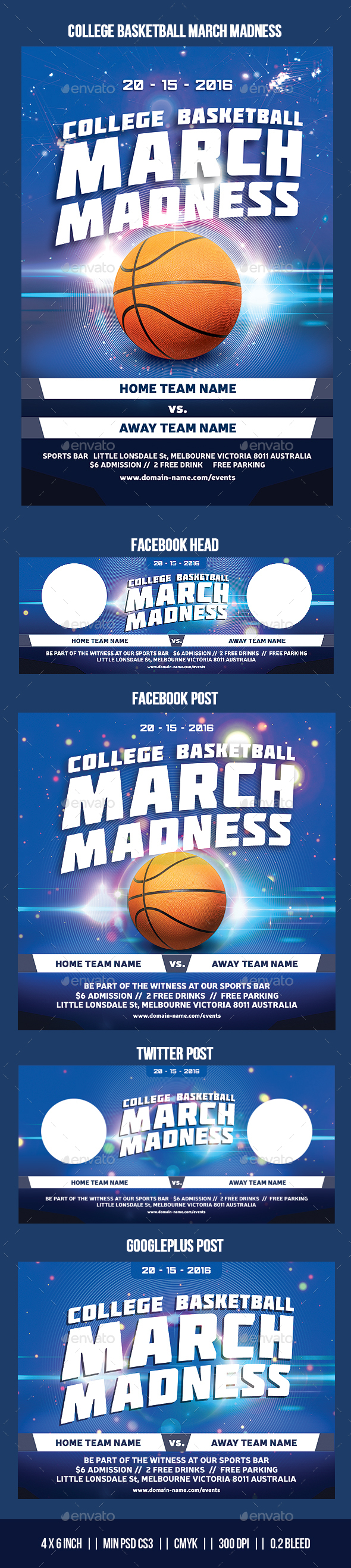 March Madness College Basketball Promo Flyer - Sports Events