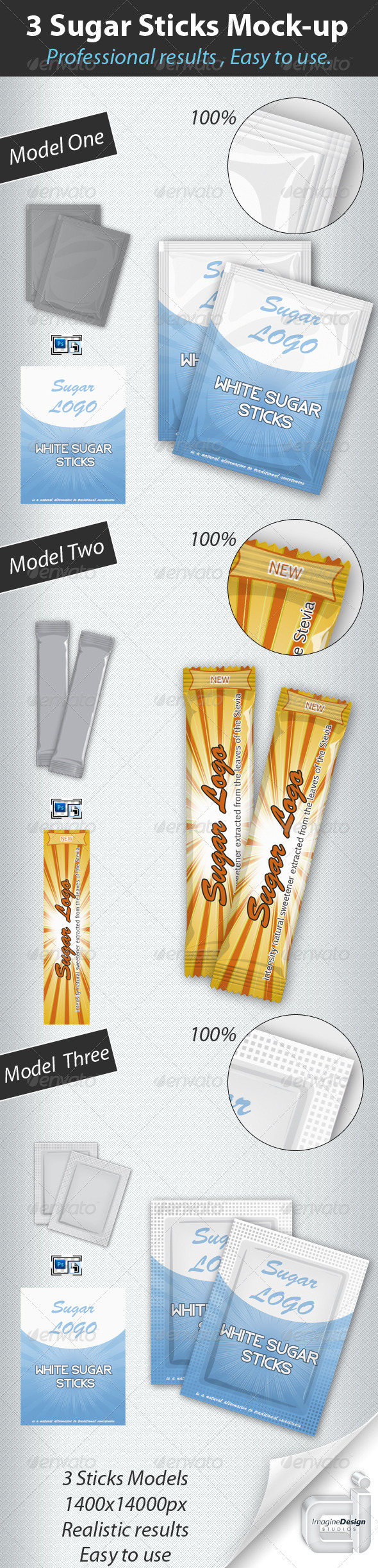 Download Professional 3 Sugar Sticks Mock Up By Bagera Graphicriver