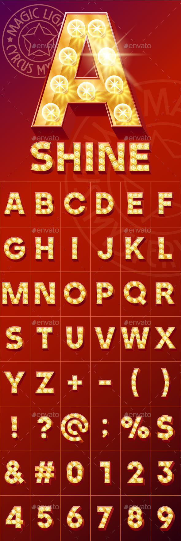 Magical Red Light Up Font - Decorative Symbols Decorative